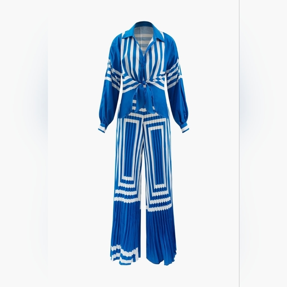 Set mit Hemd und Hose mit geometrischem Aufdruck und Knoten vorne 